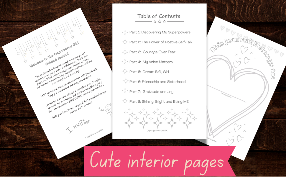 Cute interior pages of the guided journal